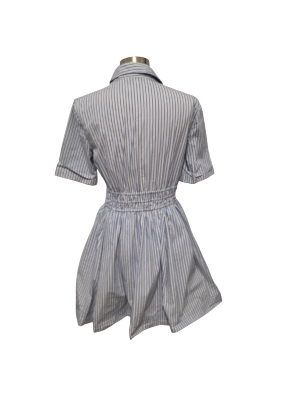 Veronica Beard Susan Stripe Mini Shirtdress Blue Fit Flare Size 8 - Picture 4 of 10